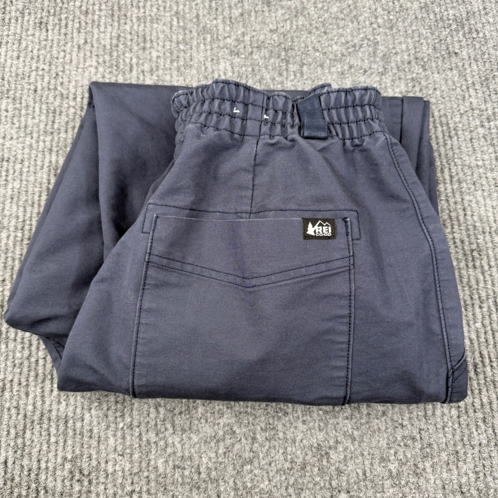 REI Co-op Mens Campwell Pants Medium Blue Elastic Waist Stretch Hiking Outdoor